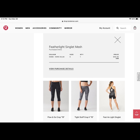 Lululemon Featherlight Singlet Mesh Hero Blue 6 - Picture 8 of 8